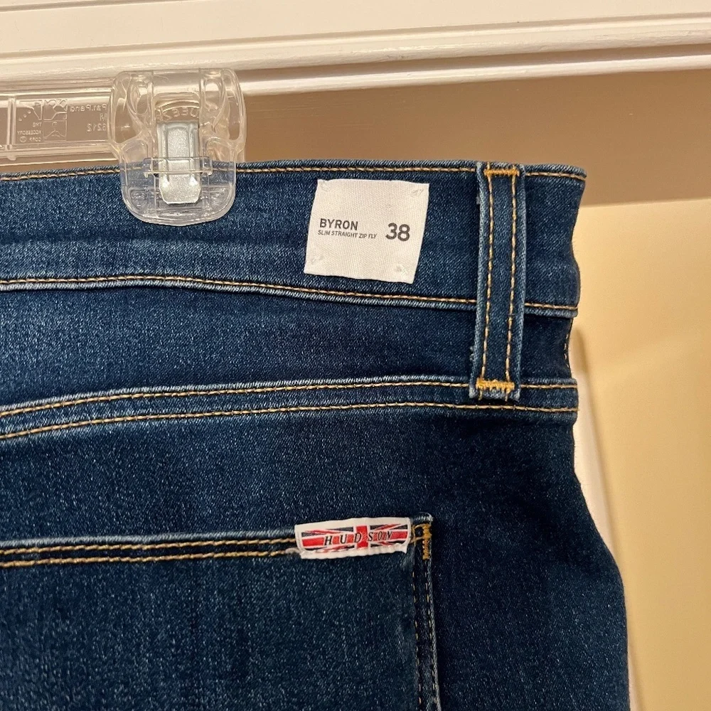 NWOT Men's Hudson Byron Slim Straight Stretch Jeans in Dark Wash Size 38 x 33